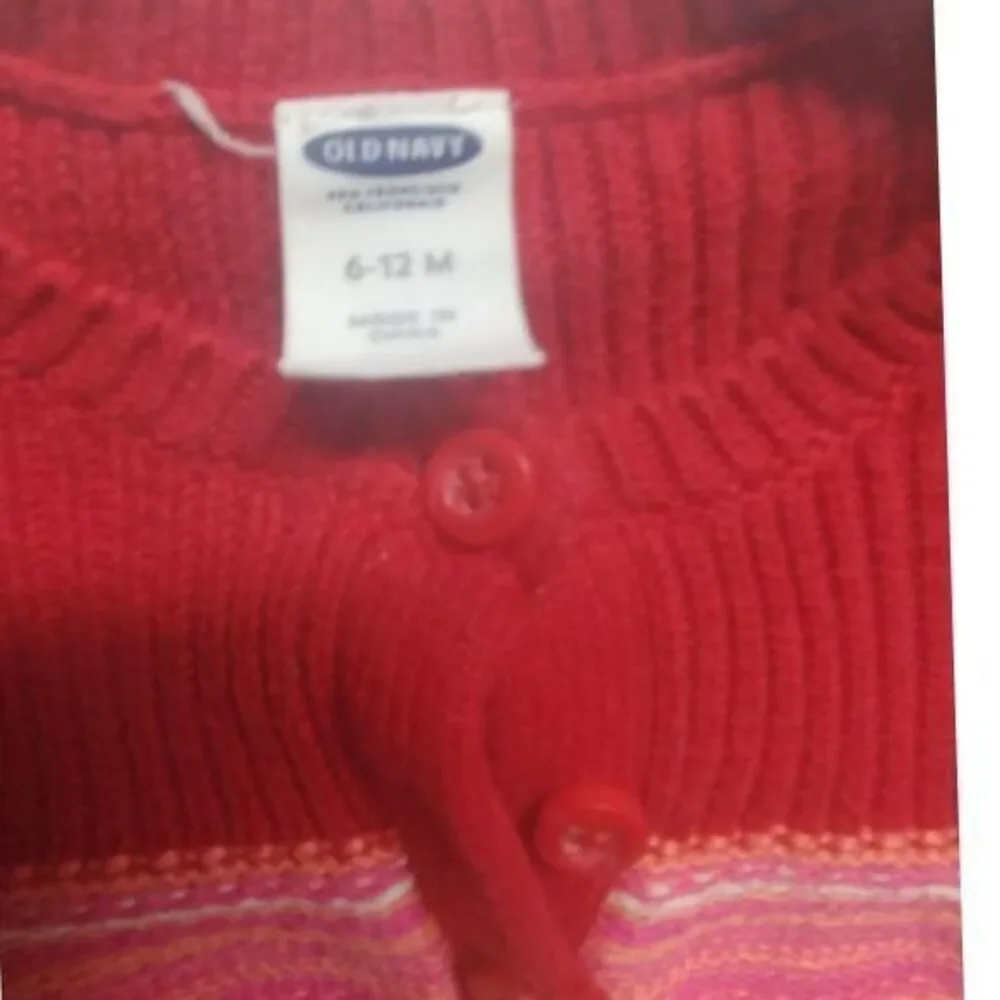 Old Navy Size 6-12 Months Long Sleeve Multi Pinks/Red's Colored Sweater‎ Dress